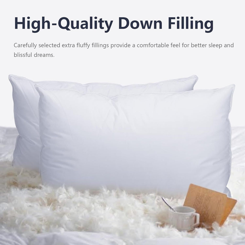 Vendare King Size Feather Pillow - Single Extra Large Down & Feather Blend Pillow 600 Fill Power, 100% Cotton Cover, Hypoallergenic, Hotel…