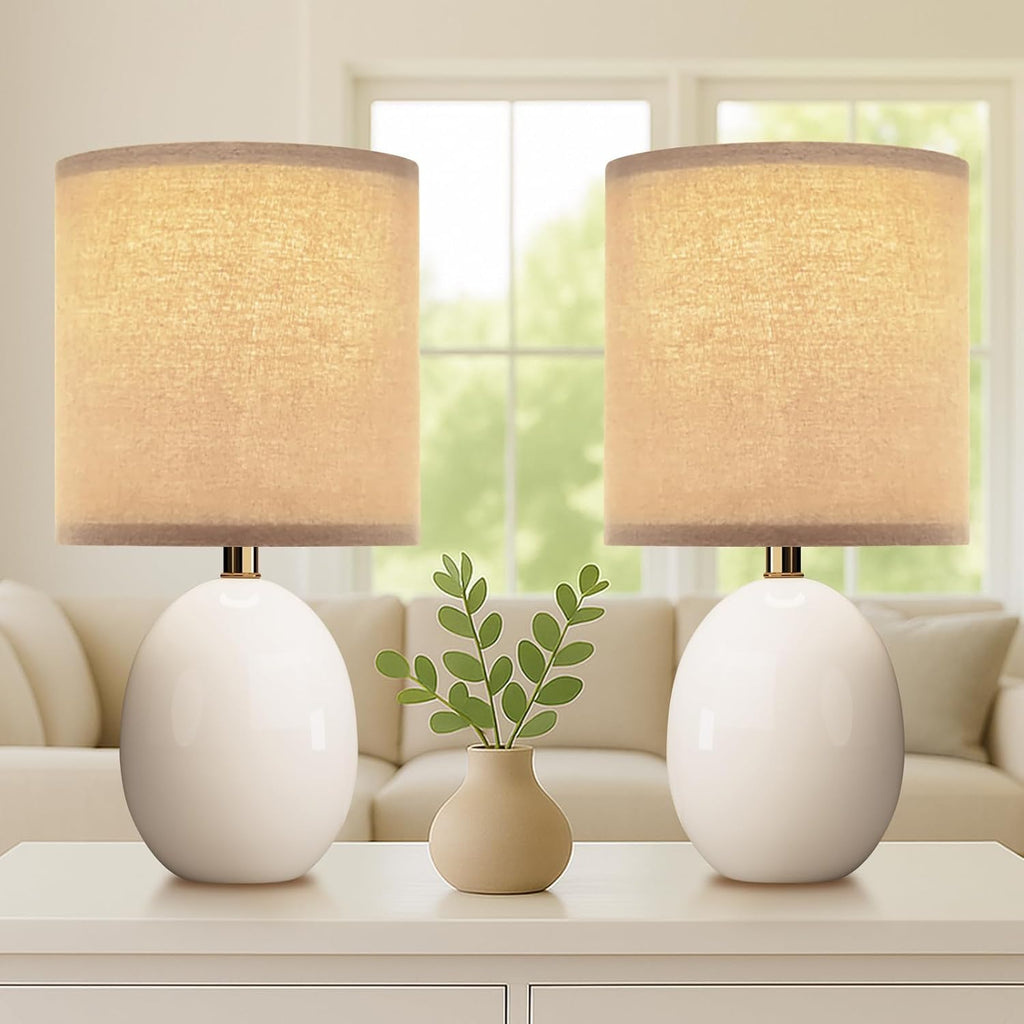 Dawnwake 17.3" Table Lamp Set of 2 for Living Room Bedroom, Bedside Lamps for Night Stands, Desk Nightstand Lamp Dimmable, Modern Linen…