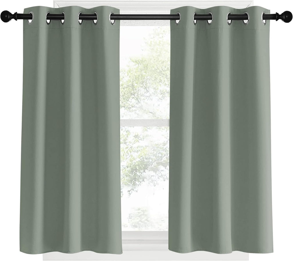 NICETOWN Bedroom Curtain Panels Blackout Draperies, Sage Green, 1 Pair, 34 by 40-inch, Thermal Insulated Solid Grommet Blackout…