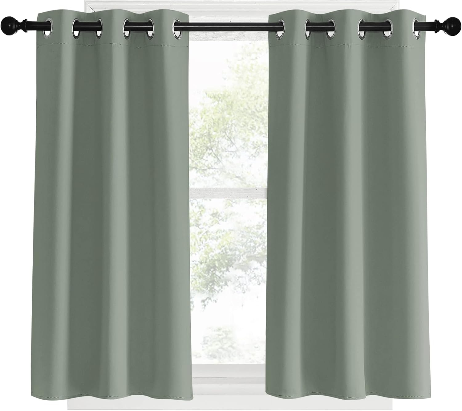 NICETOWN Bedroom Curtain Panels Blackout Draperies, Sage Green, 1 Pair, 34 by 40-inch, Thermal Insulated Solid Grommet Blackout…