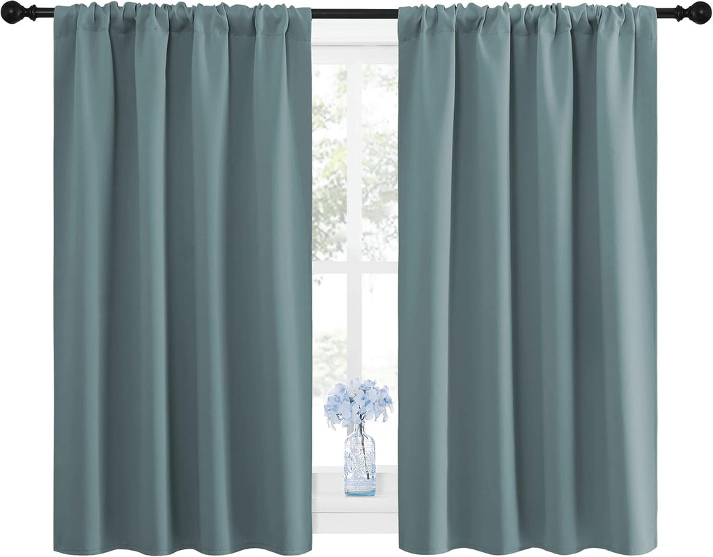 NICETOWN Greyish Blue Blackout Curtains Panels for Window, Thermal Insulated Rod Pocket Blackout Drapes/Draperies for Living Room (2…