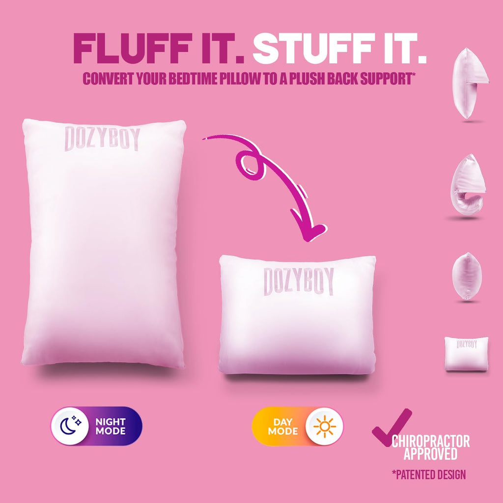 Fluff and Stuff Comfort Pillow | Queen Size Memory Foam Pillows, Chiropractor Designed and Approved 2-in-1 Back Support and Bed Pillows |…