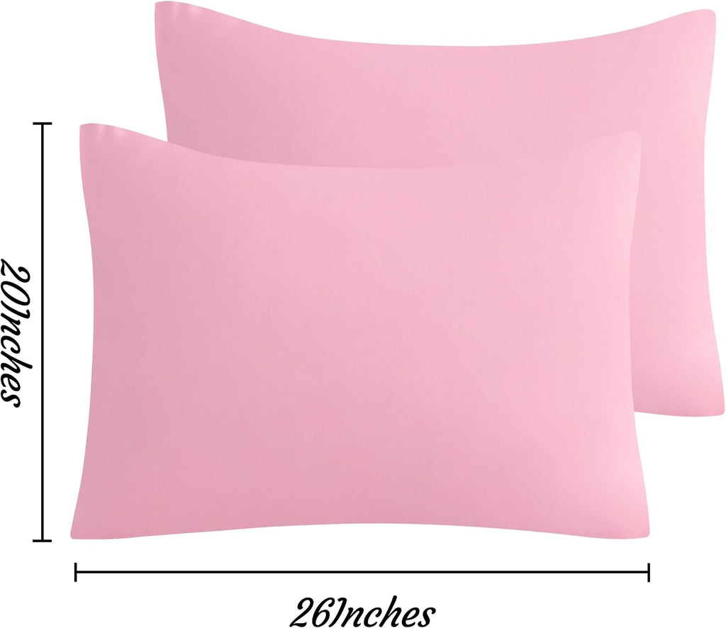Ntbay Standard Pillow Cases Set of 2, 2 Pack Brushed Microfiber 20x26 Pillow Cases, Soft, Wrinkle, Fade, Stain Resistant Pink Pillow Cases…
