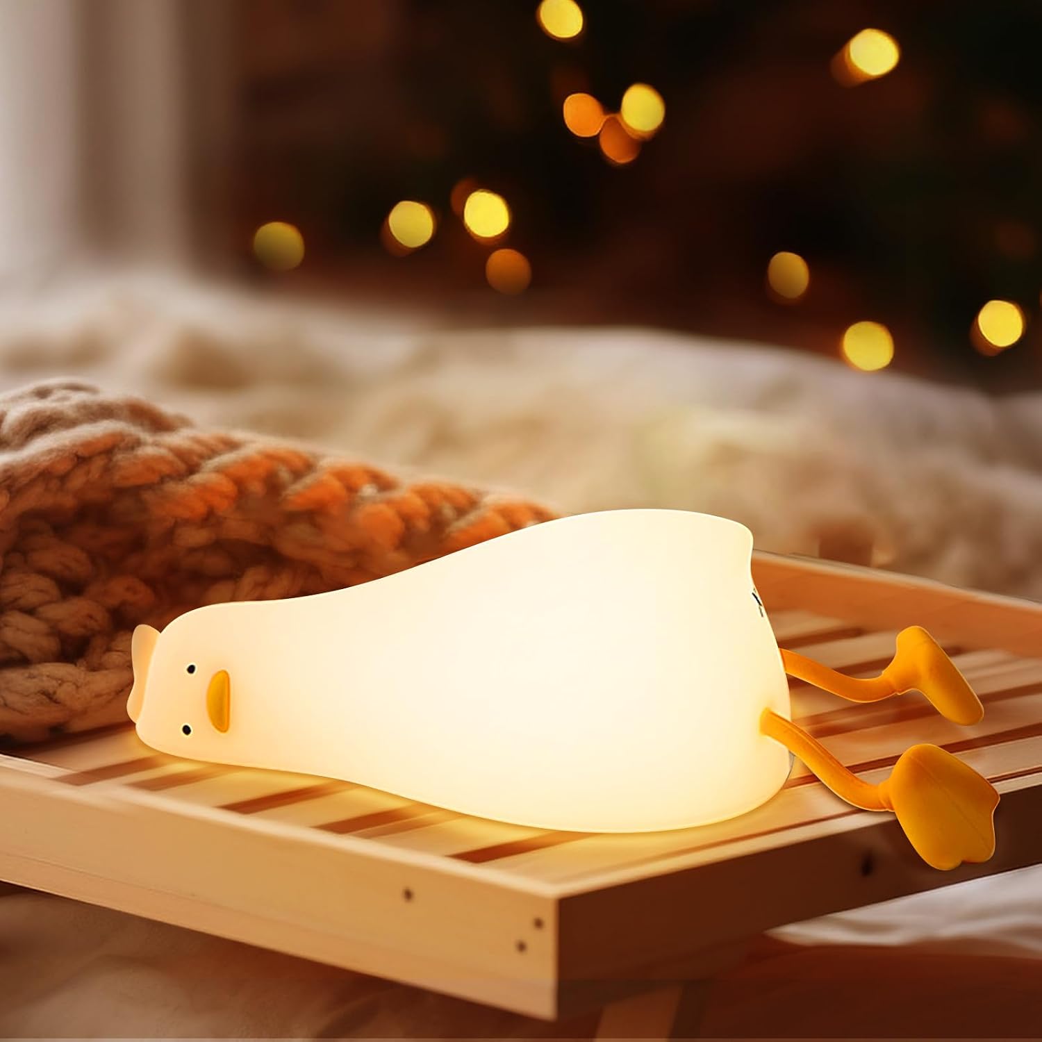 Avacom Duck Night Light, Soft Squishy Silicone Kids Nightlight, Lying Flat 3 Level Dimmable Touch Lamp with Timer, 1200mAh USB Rechargeable…