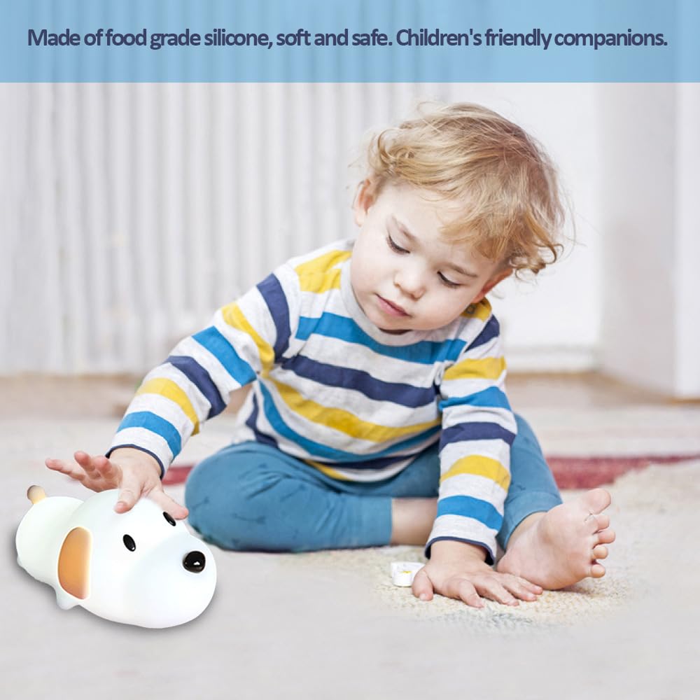 Led Cute Dog Night Light, Dimmable Nursery Puppy Kawaii Lamps, Super Squishy Silicone USB Rechargeable Touch Control Night Lamp for Kids…