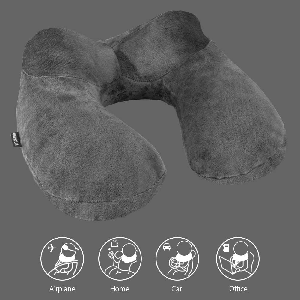 Inflatable Travel Pillow, Soft Velvet Inflatable Neck Pillow for Traveling, Airplanes, Train, Car, Office with Compact Bag, Breathable…
