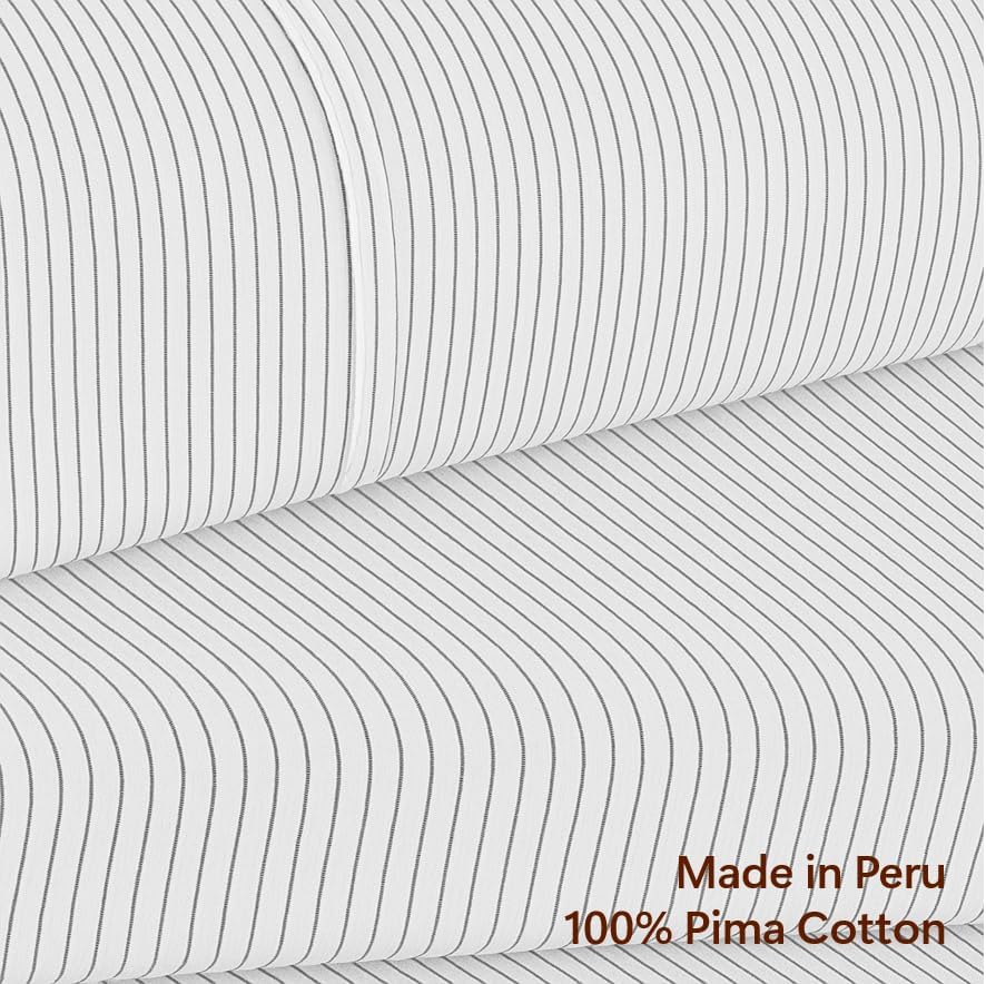 Perupima Peru Pima 415 Thread Count Percal Twin Sheet Set - 100% Peruvian Pima Cotton, 3 Piece (Flat, Fitted, 1 Pillowcase) - Cooling, Cris…