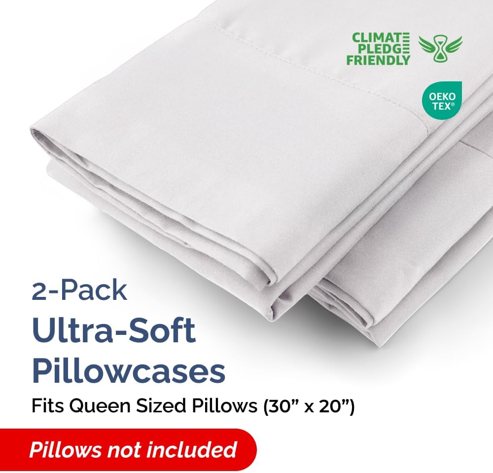 CGKUnlimited Queen Pillow Cases - 2 Pack - Super Soft Pillowcase Covers - Envelope Enclosure - Hotel Quality Pillow Protectors - Wrinkle Fr…