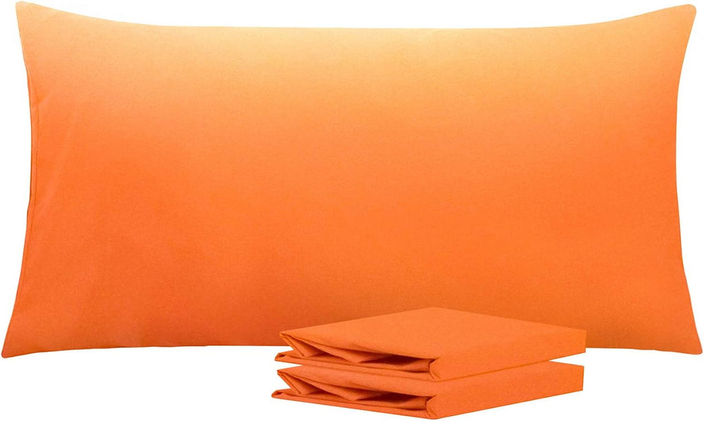 Ntbay King Pillowcase Set - 2 Pack Brushed Microfiber 20x40 Pillowcases - Soft, Wrinkle-Free, Fade-Resistant, Stain-Resistant, Orange Pillo…