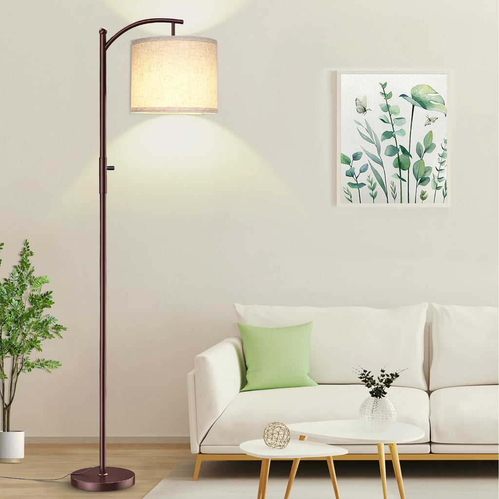 ROTTOGOON Dimmable Floor Lamp, Arc Floor Lamps for Living Room, Stepless Dimming Modern Standing Lamp with Linen Shade, Tall Lamp for…