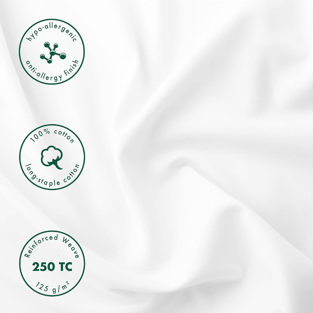 linensland® Pillowcases Set of 4 – White 100% Cotton Percale – Soft & Breathable Pillow Covers – Cotton with Envelope Closure – 20" x 30"…
