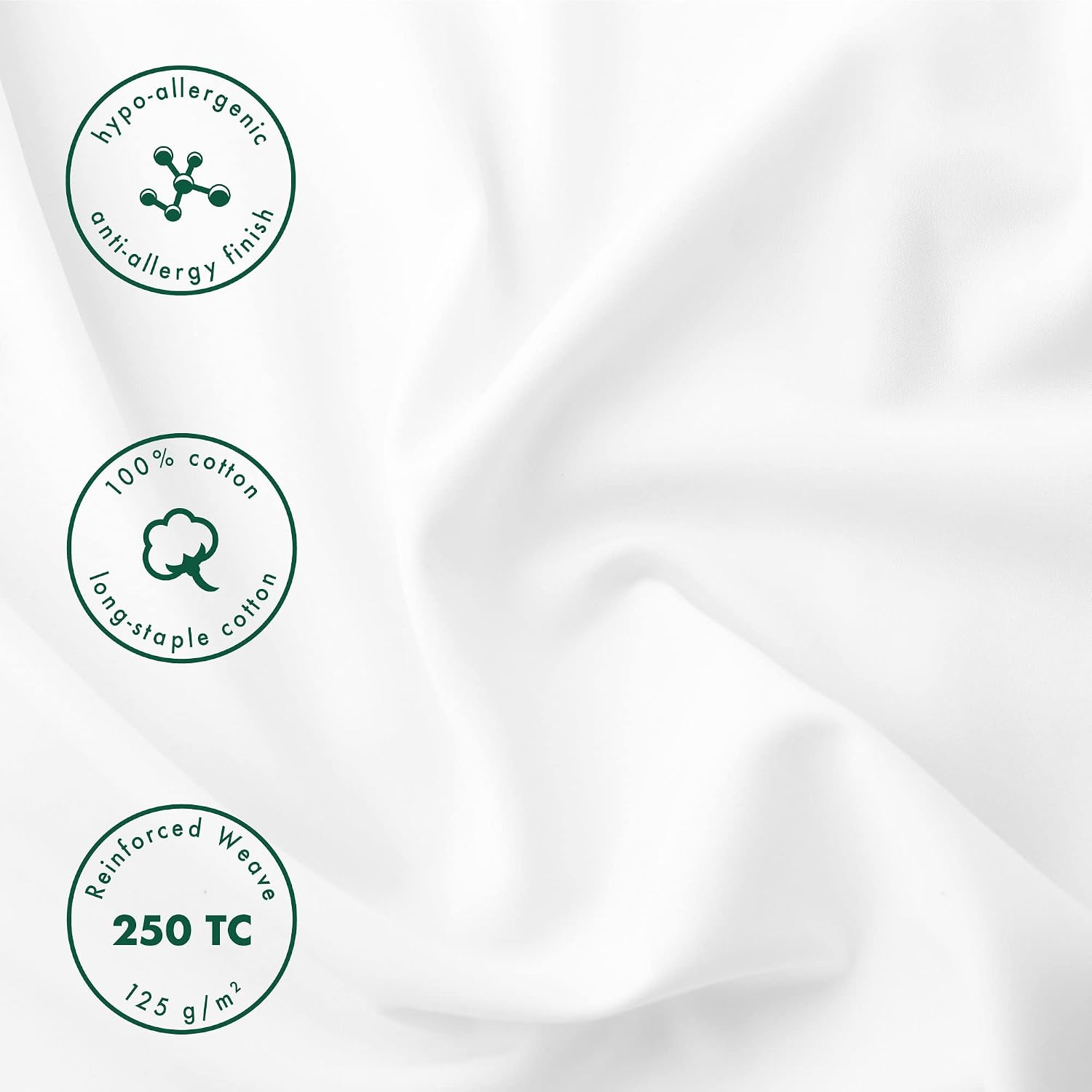 linensland® Pillowcases Set of 4 – White 100% Cotton Percale – Soft & Breathable Pillow Covers – Cotton with Envelope Closure – 20" x 30"…