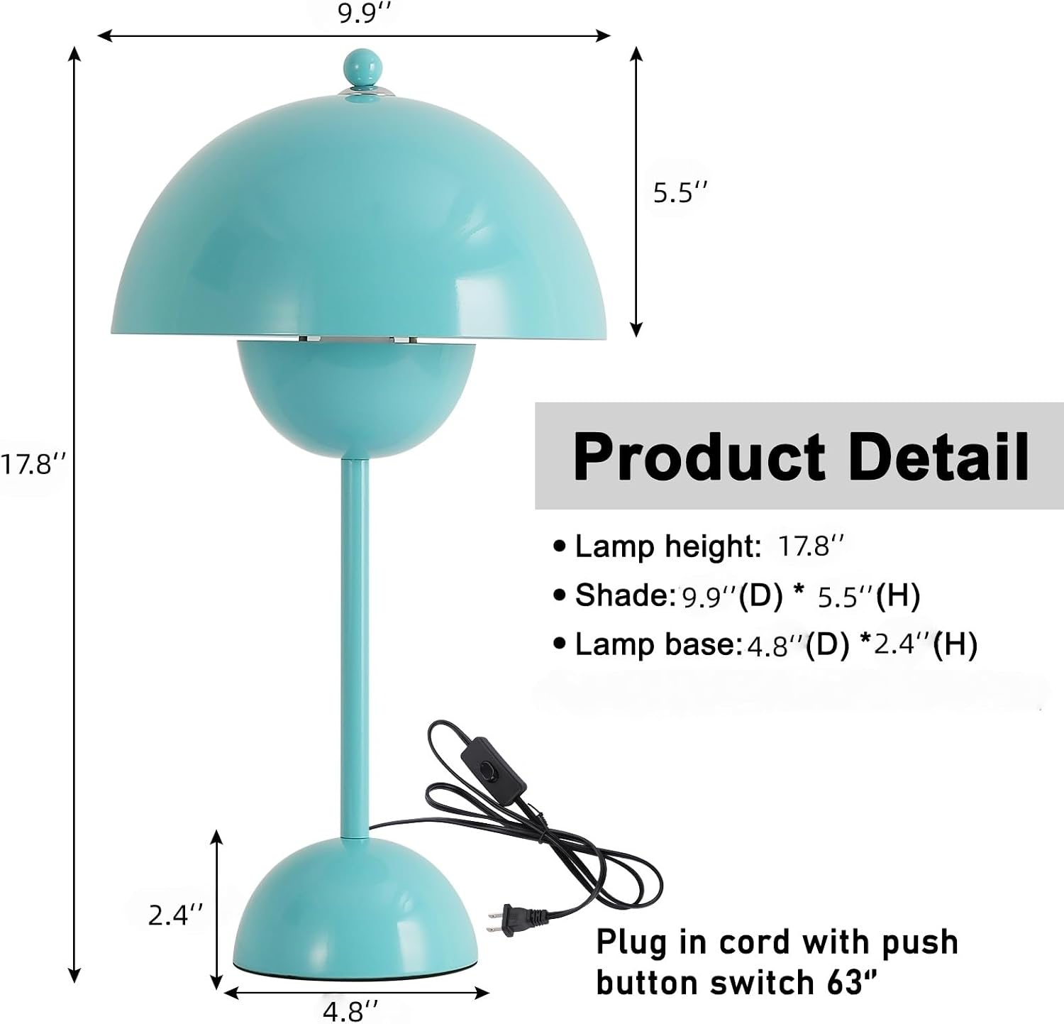COSYLUX Modern Small Table Lamp for Bedroom, Cute Dome Shade Reflecting Light Reading Lamp for Living Room, Kid's Room, Study, Office…