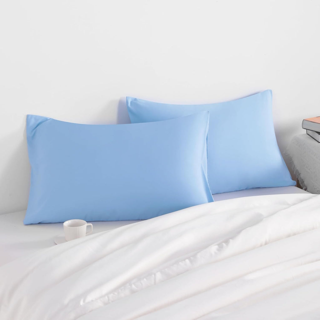 Ntbay Standard Pillow Cases Set of 2, 2 Pack Brushed Microfiber 20x26 Pillow Cases, Soft, Wrinkle, Fade, Stain Resistant Sky Blue Pillow Ca…