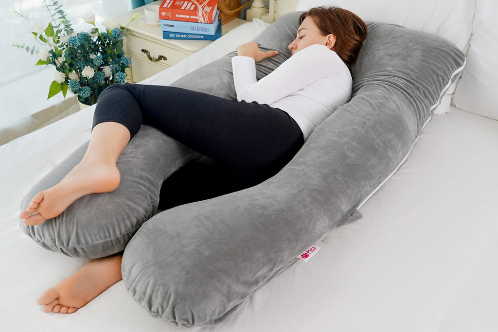 Meiz Pregnancy Pillow, U Shaped Full Body Pillow, Pregnancy Pillows for Sleeping, Maternity Pillow for Pregnant Women with Removable Velvet…