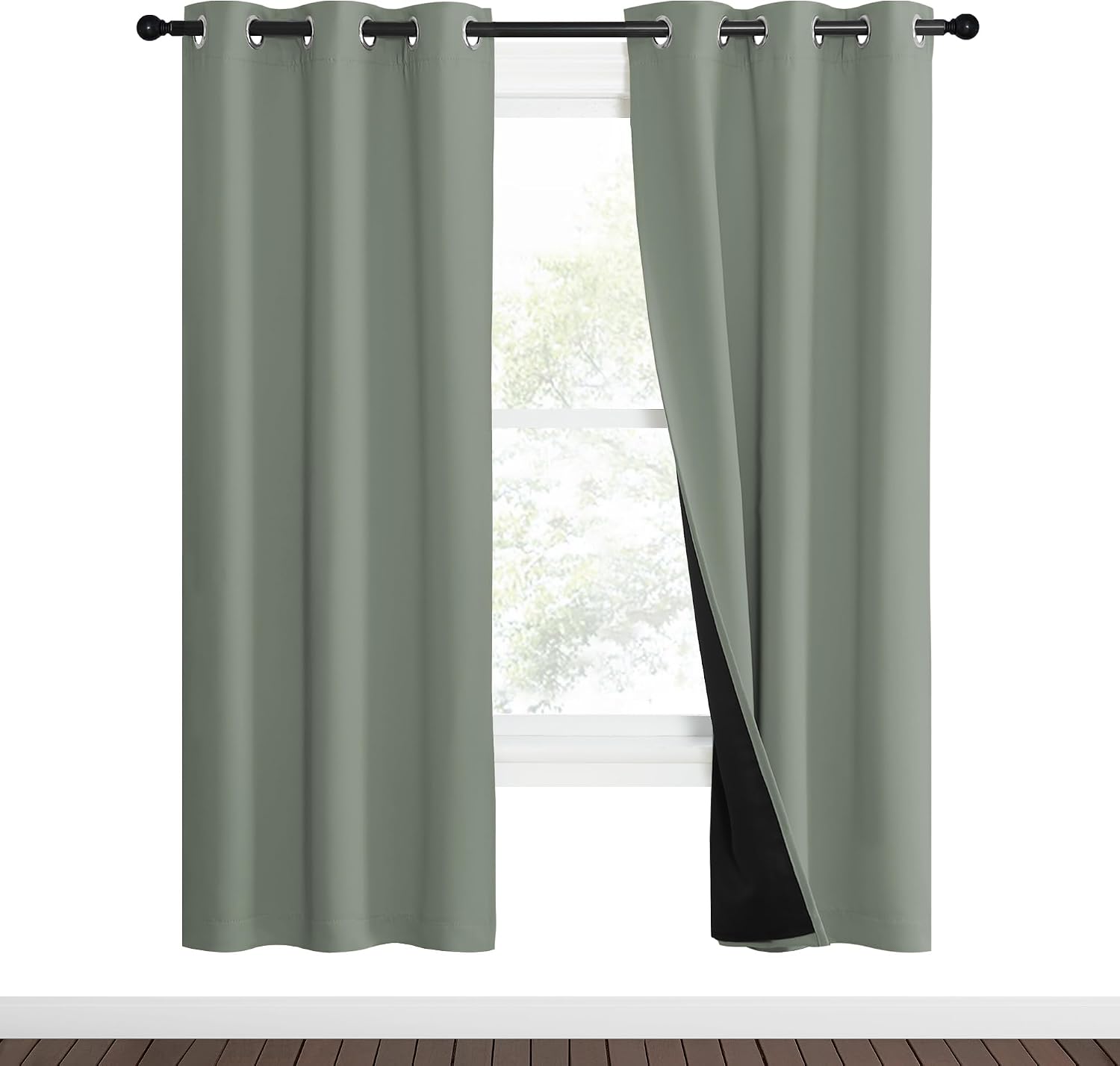 Nicetown 100% Blackout Window Curtain Panels, Heat and Full Light Blocking Drapes with Black Liner for Nursery, 70" Drop Thermal Insulated…