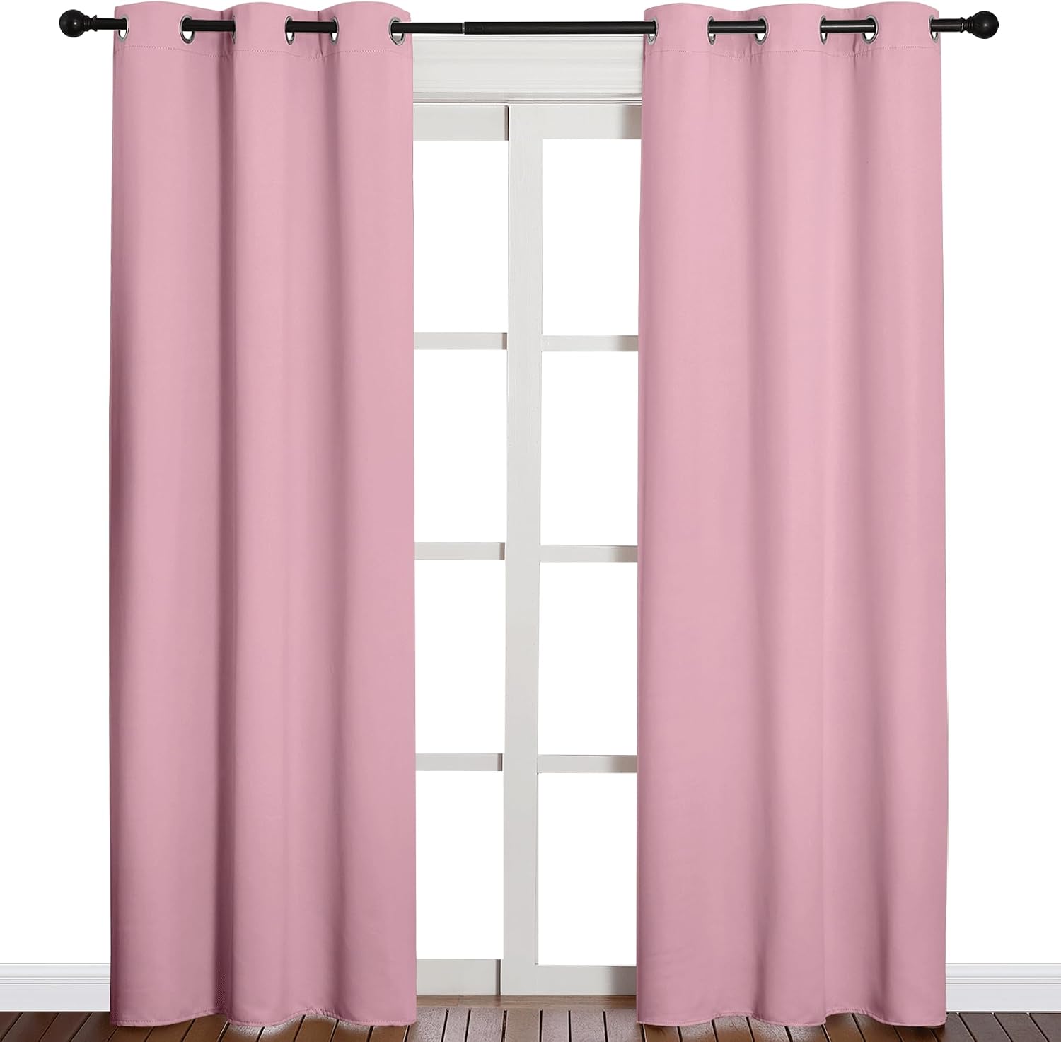 NICETOWN 84 inches Blackout Curtains for Office and Theater, Thermal Insulated Solid Grommet Drapes for Living Room (Crystal Pink, 1…