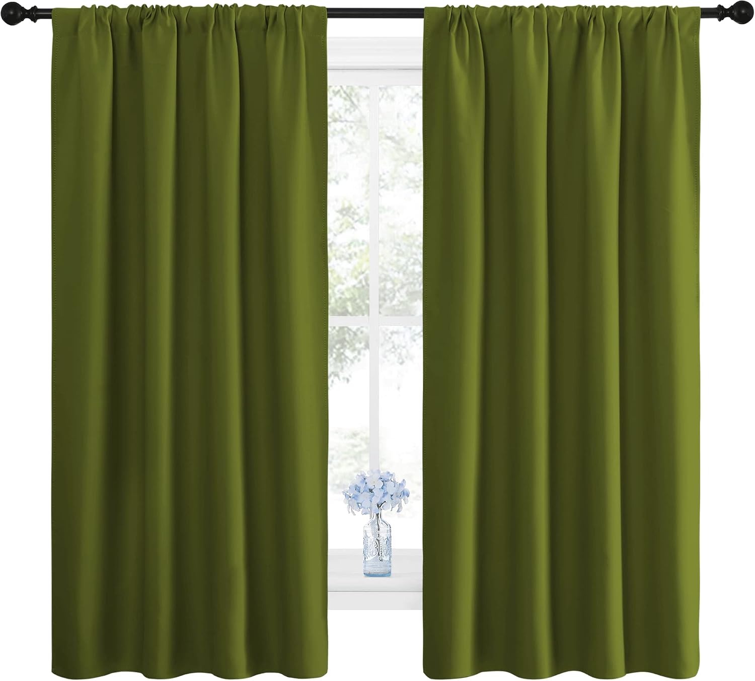 NICETOWN Window Curtains Blackout Drapes for Christmas Decoration, Thermal Insulated Solid Rod Pocket Blackout Curtains/Draperies for…