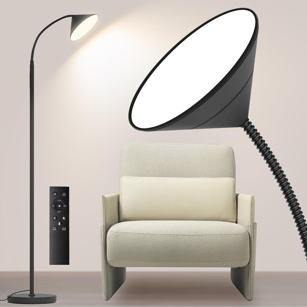 mukuxin 76" LED Floor Lamp, 18W/1800LM Super Bright Reading Standing Lamp, Stepless Dimmable&Adjustable Color Temperature 2700K-6500K…