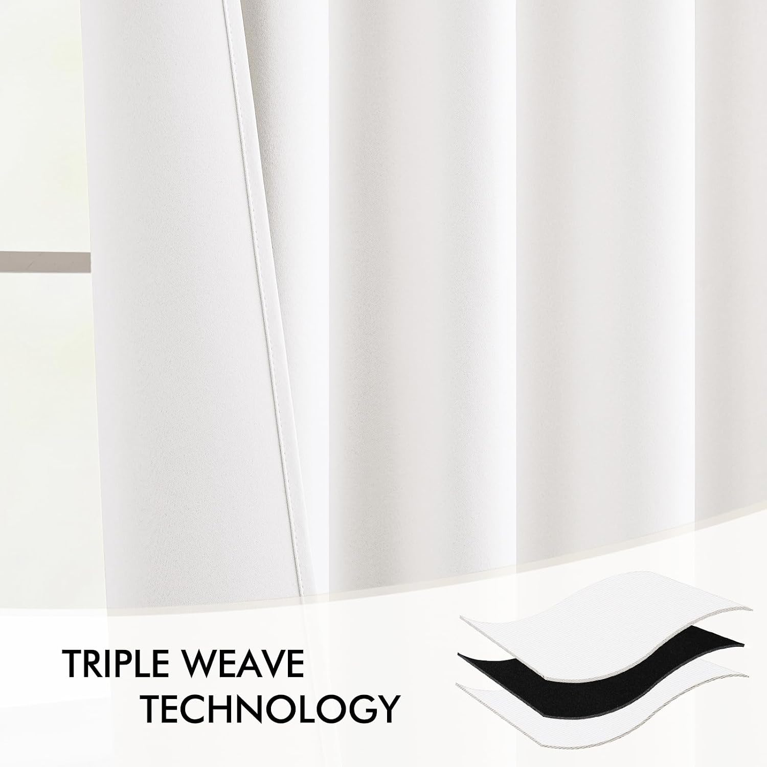 Miulee Pure White Back Tab Blackout Curtains 108 Inch Long 2 Panels Set for Bedroom, Rod Pocket/Pinch Pleat Extra Long Thermal Insulated Li…