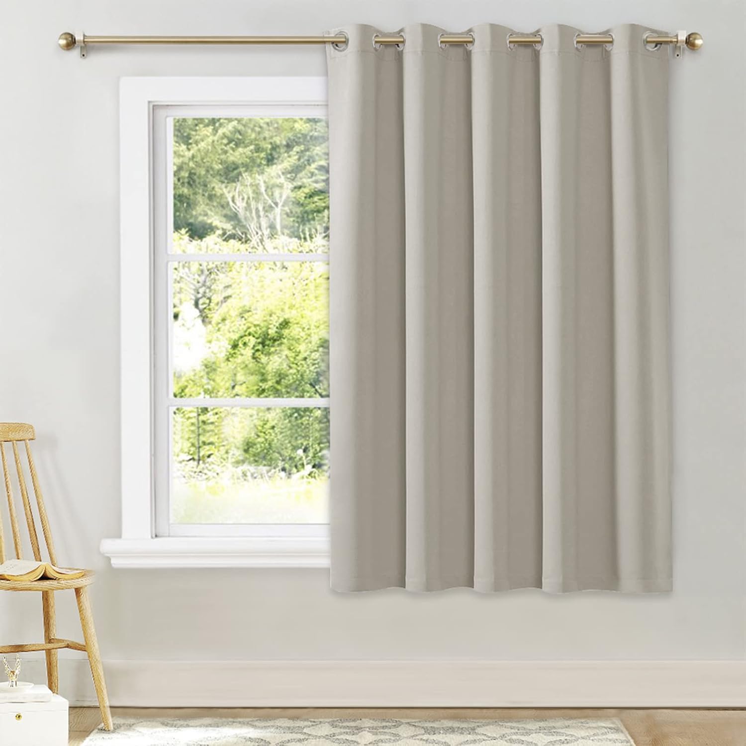 NICETOWN Room Darkening Curtains for Bedroom, Natural Thermal Insulated Drapes 63 inches Long for Small Shack Window (1 Panel, 70" Wide…