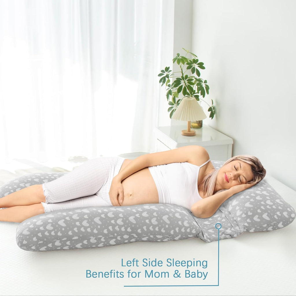 Pregnancy Pillow Cover U-Shaped (ONLY Pillowcase), Super Soft Replacement Cover for Maternity Pillow, Full Body Pregnancy Pillow Case…
