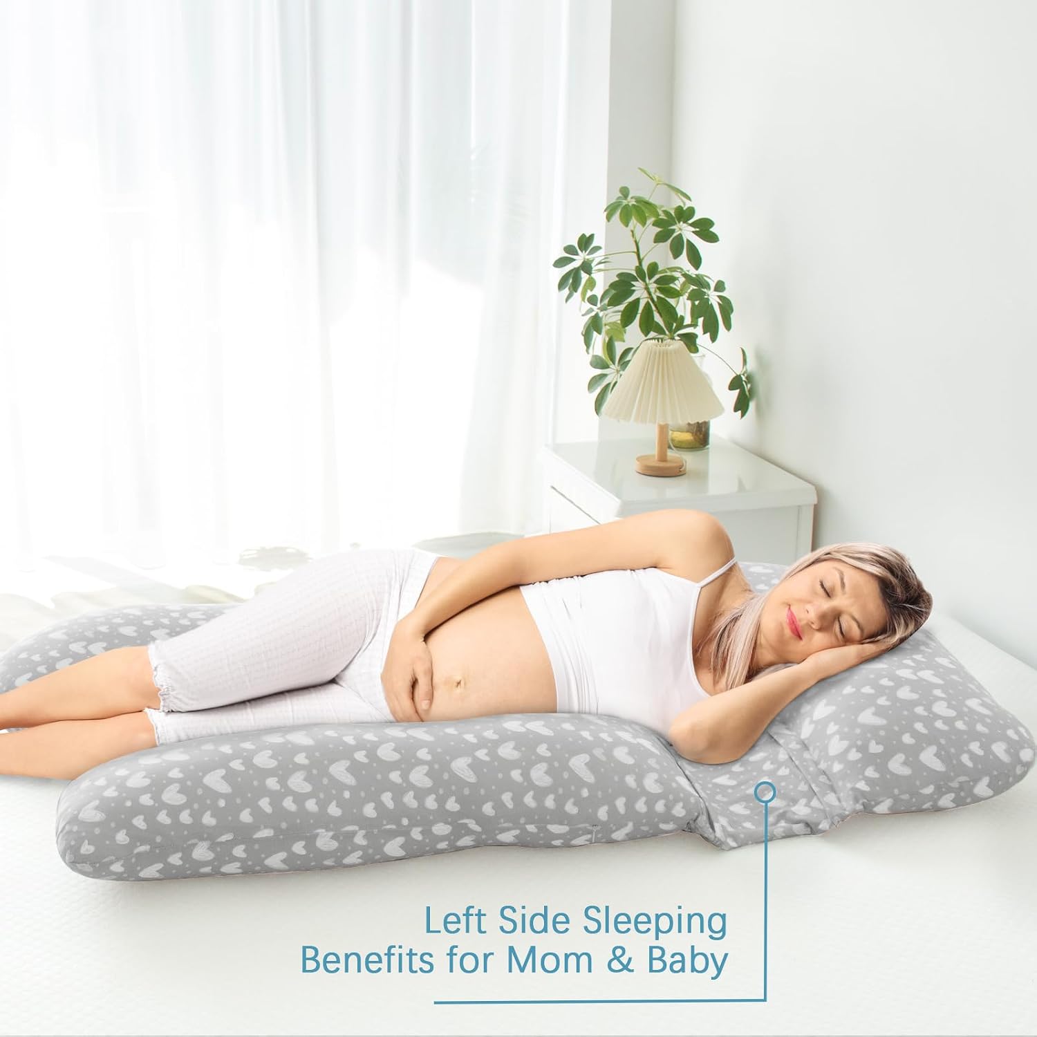 Pregnancy Pillow Cover U-Shaped (ONLY Pillowcase), Super Soft Replacement Cover for Maternity Pillow, Full Body Pregnancy Pillow Case…