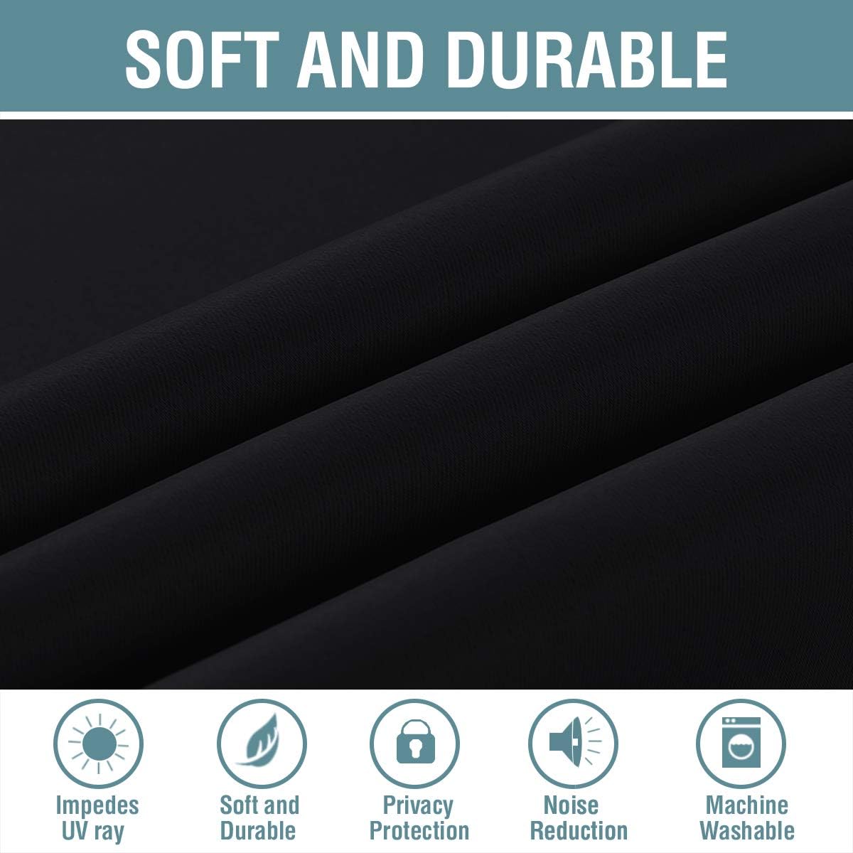 H.VERSAILTEX 100% Blackout Bedroom Curtains Drapes 63 Inch Length Thermal Insulated Window Curtain Panels Energy Efficient Grom…