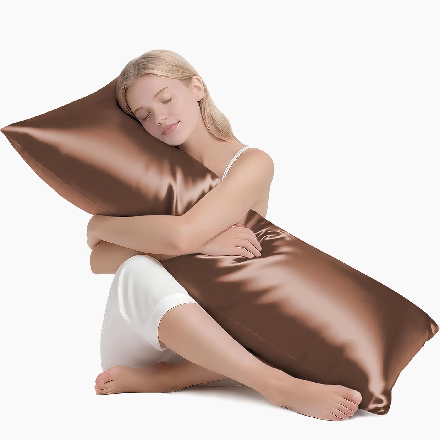 MR&HM Satin Body Pillow Cover, Soft and Breathable Body Pillow Case with Envelope Closure, Cooling and Silky Long Pillowcase for Hair and…