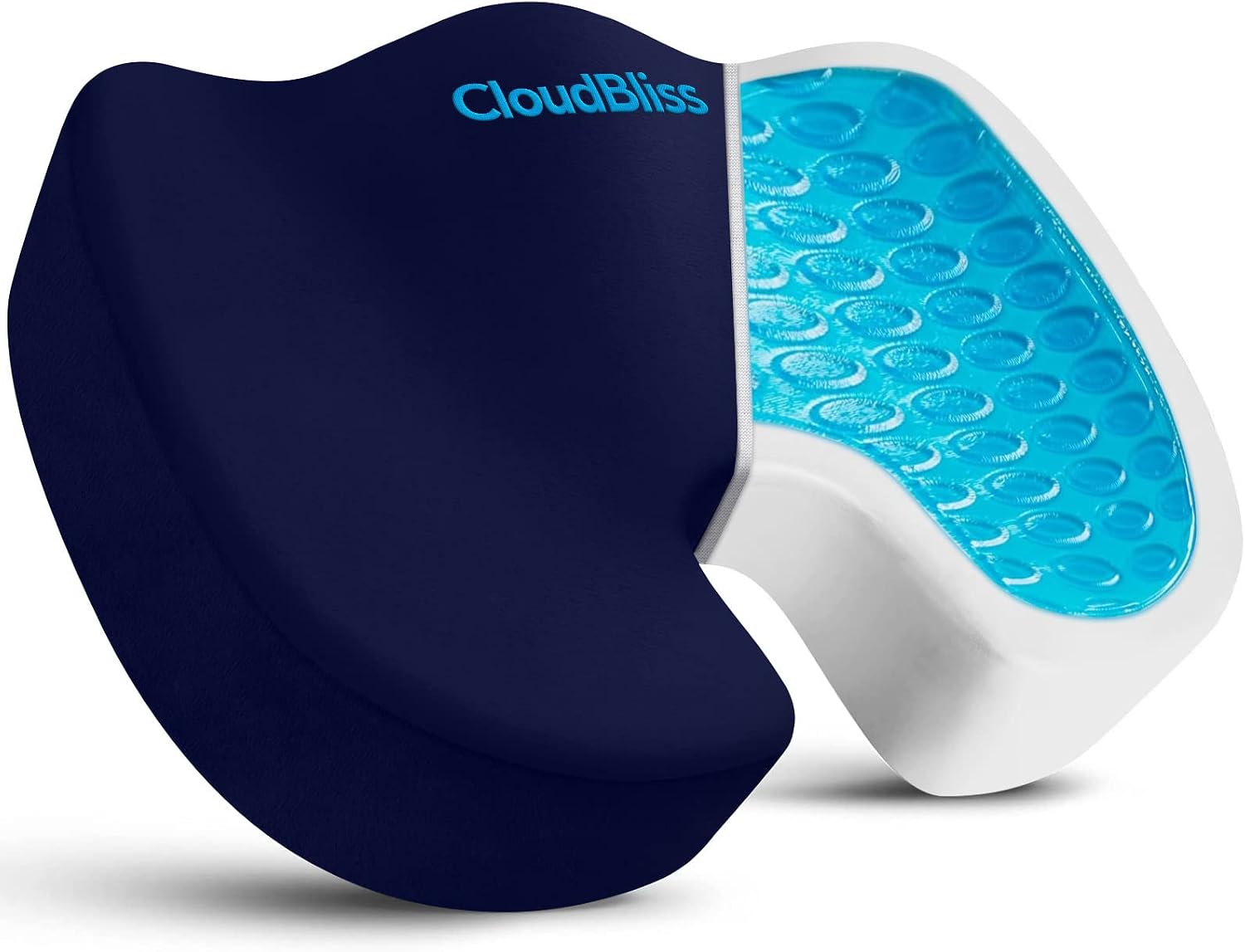 CloudBliss Gel Seat Cushion - Cooling Gel Enhanced, Memory Foam, Ergonomic Seat Cushion for Long Sitting for Office, Game, Car, Airplane…