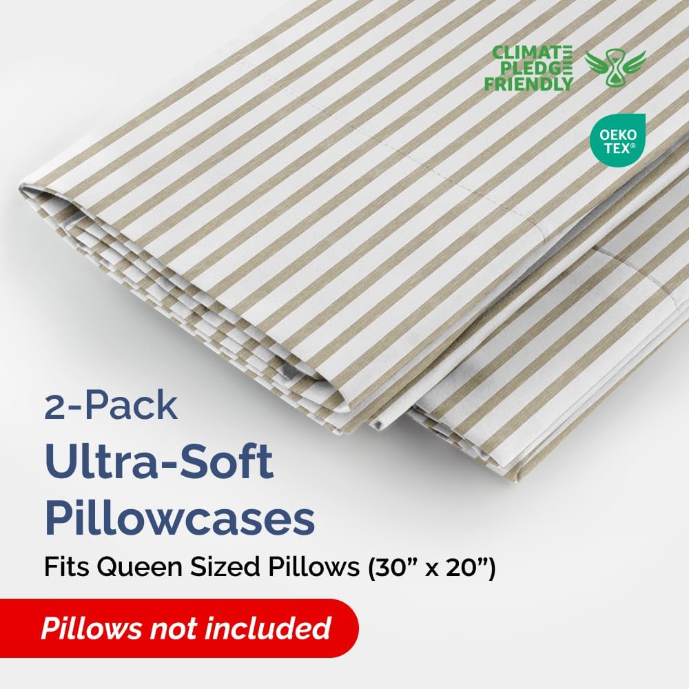 Queen Pillow Cases Set of 2 - Ultra Soft Hotel Quality Pillowcase Covers - Comfy, Cozy & Wrinkle Free - Shrinkage & Fade Resistant…