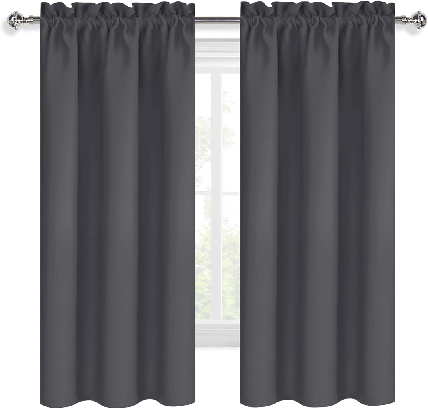 Dwcn Blackout Curtains for Bedroom 72 Inch Length 2 Panels Set, Solid Thermal Insulated Energy Saving Rod Pocket Window Treatment Curtains…