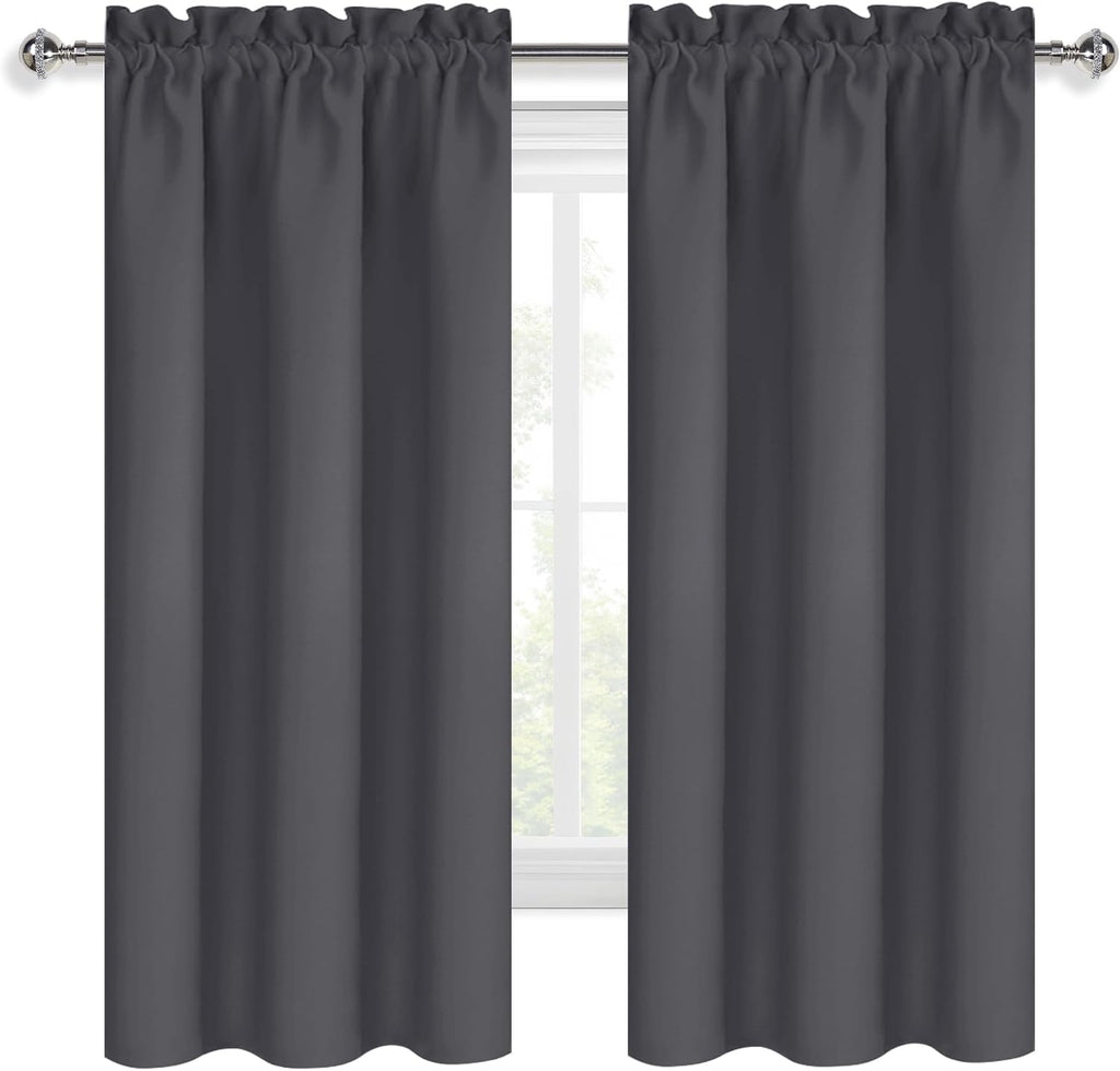 Dwcn Blackout Curtains for Bedroom 63 Inch Length 2 Panels Set, Solid Thermal Insulated Energy Saving Rod Pocket Window Treatment Curtains…