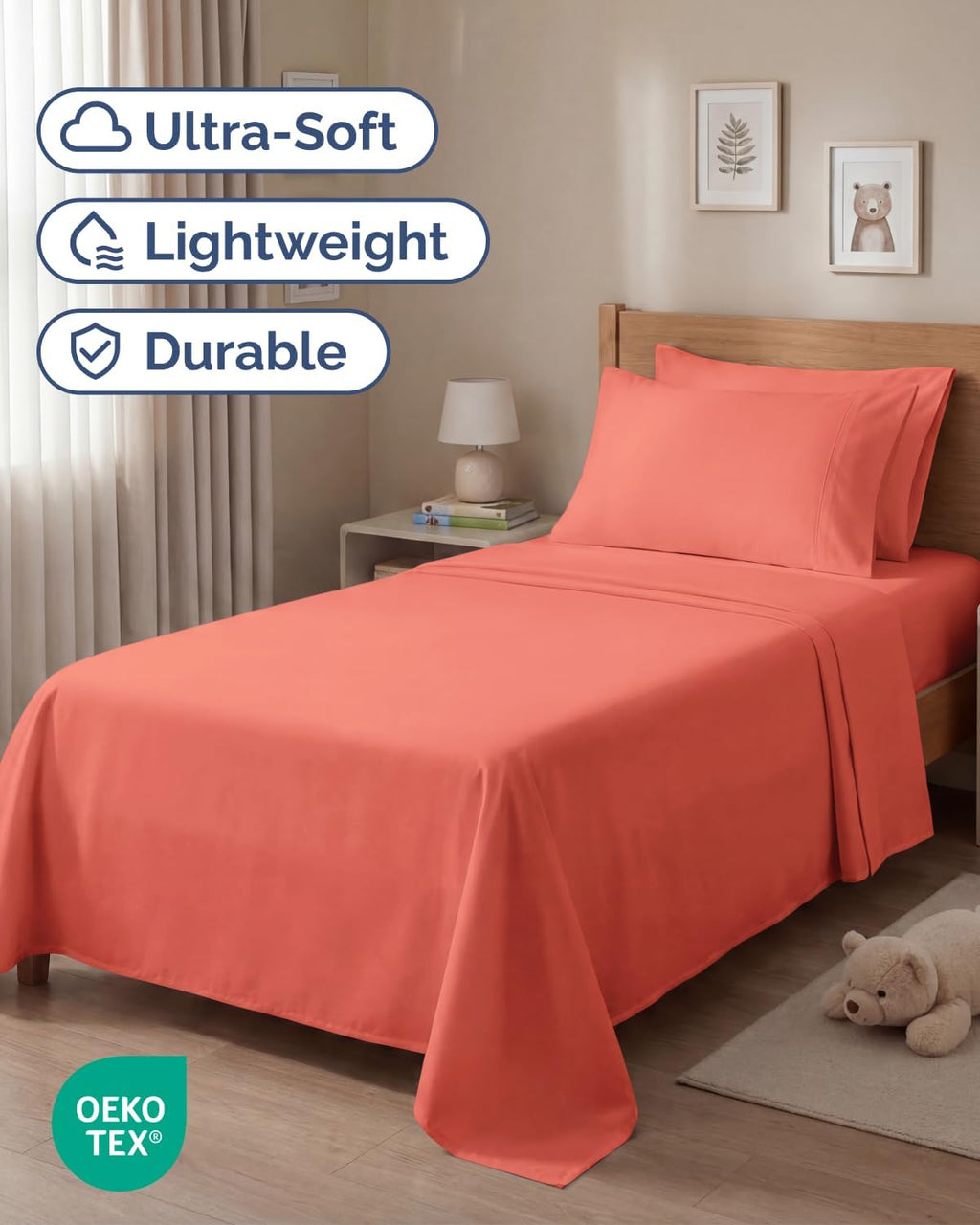 Twin 4 Piece Sheet Set - Comfy, Breathable & Cooling - Soft Hotel Luxury Bedding for Women, Men, Kids, Teens & Children - 1 Flat & 1…