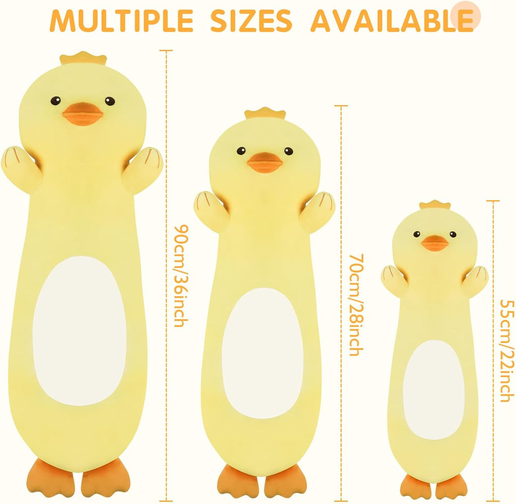 Tianmihou 22 Inch Cute Duck Plush Body Pillow, Soft Squishy Yellow Duck Plush Stuffed Animal Large Toy, Cuddle Long Pillow Plushies Gift…