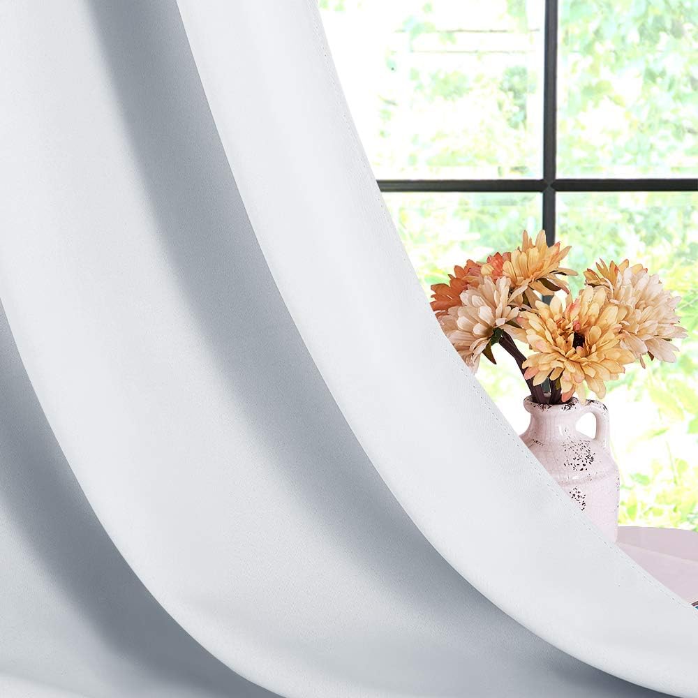 Nicetown Room Darkening Curtain Panels for Bedroom -easy maintenance Solid Thermal Insulated Grommet Room Darkening Draperies/Drapes (2…
