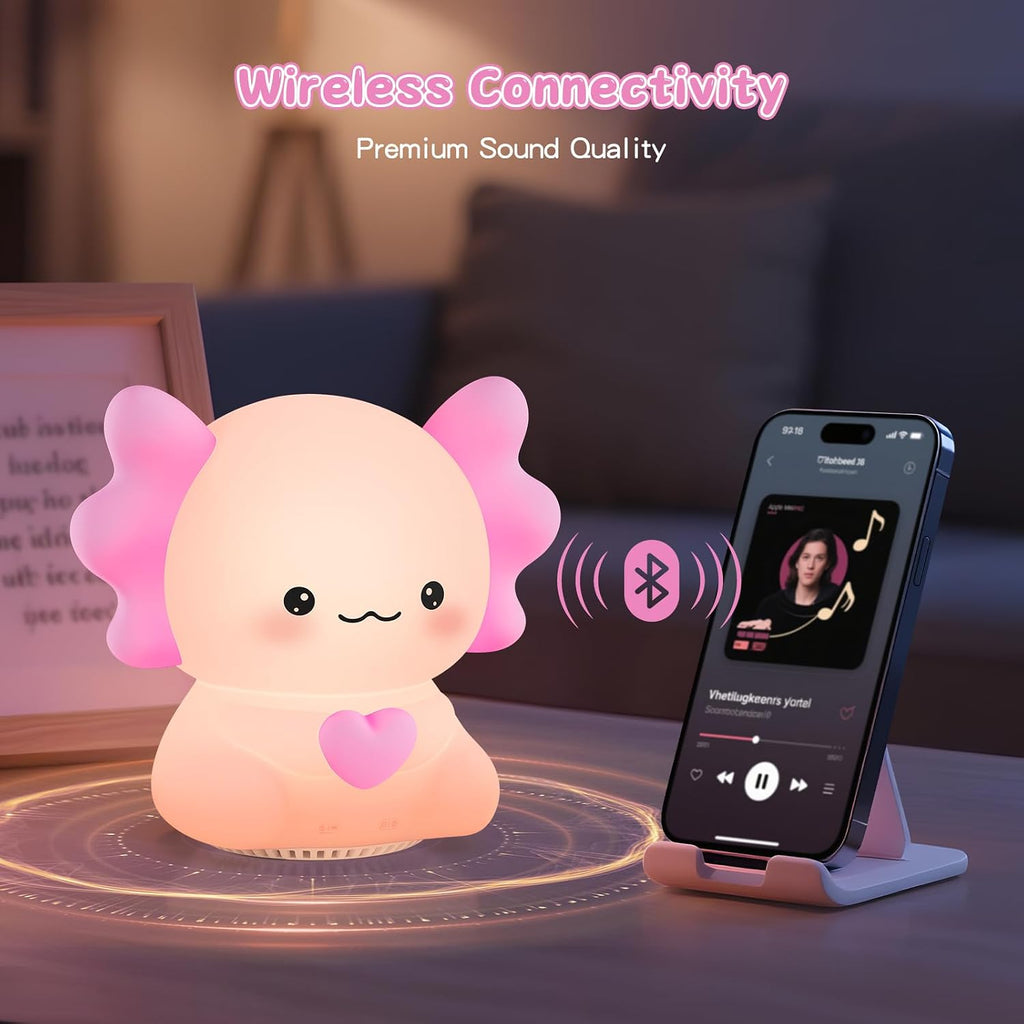 Icarerfamily Axolotl White Noise Machine for Baby Sleep - Portable Night Light Sound Soother with 20 Sleep Sounds, Wireless Speaker, Color…