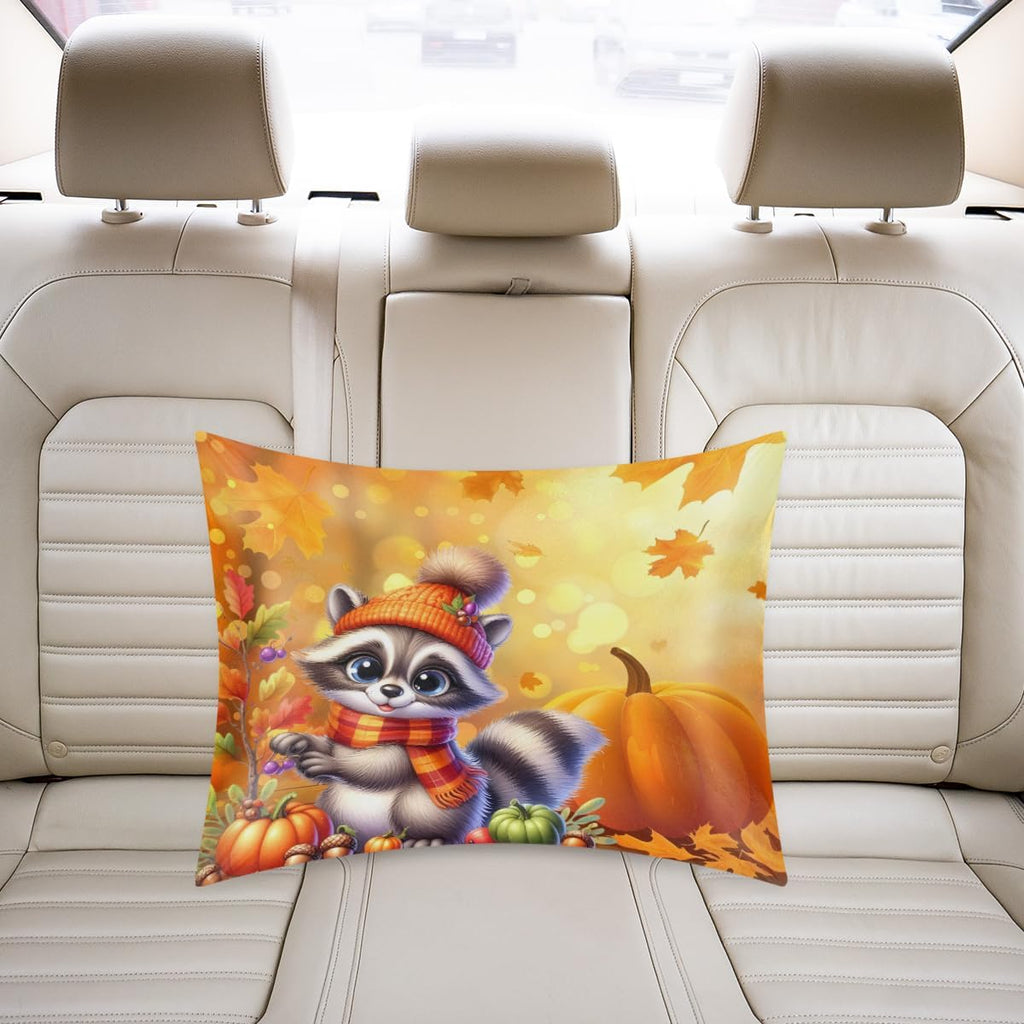 Satin Pillowcase for Hair and Skin Pumpkin Raccoon Fall Soft Silk Pillow Case with Envelope Closure Cooling Pillow Cases Slip Standard…