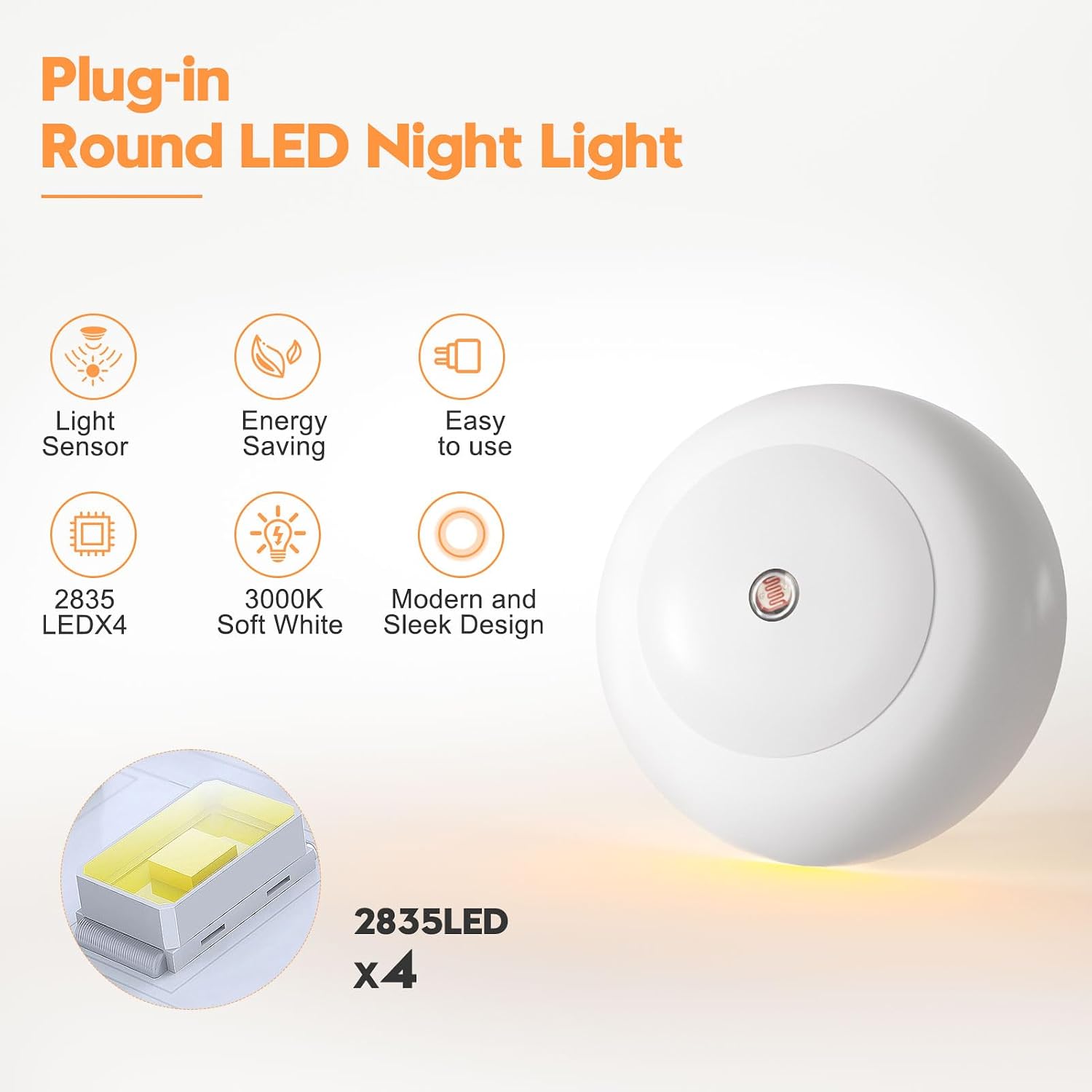fesnne Night Light, Night Lights Plug into Wall, Dusk to Dawn Sensor Warm White Led Night Light 0.5W, 2 Pack Nightlight for Adults…