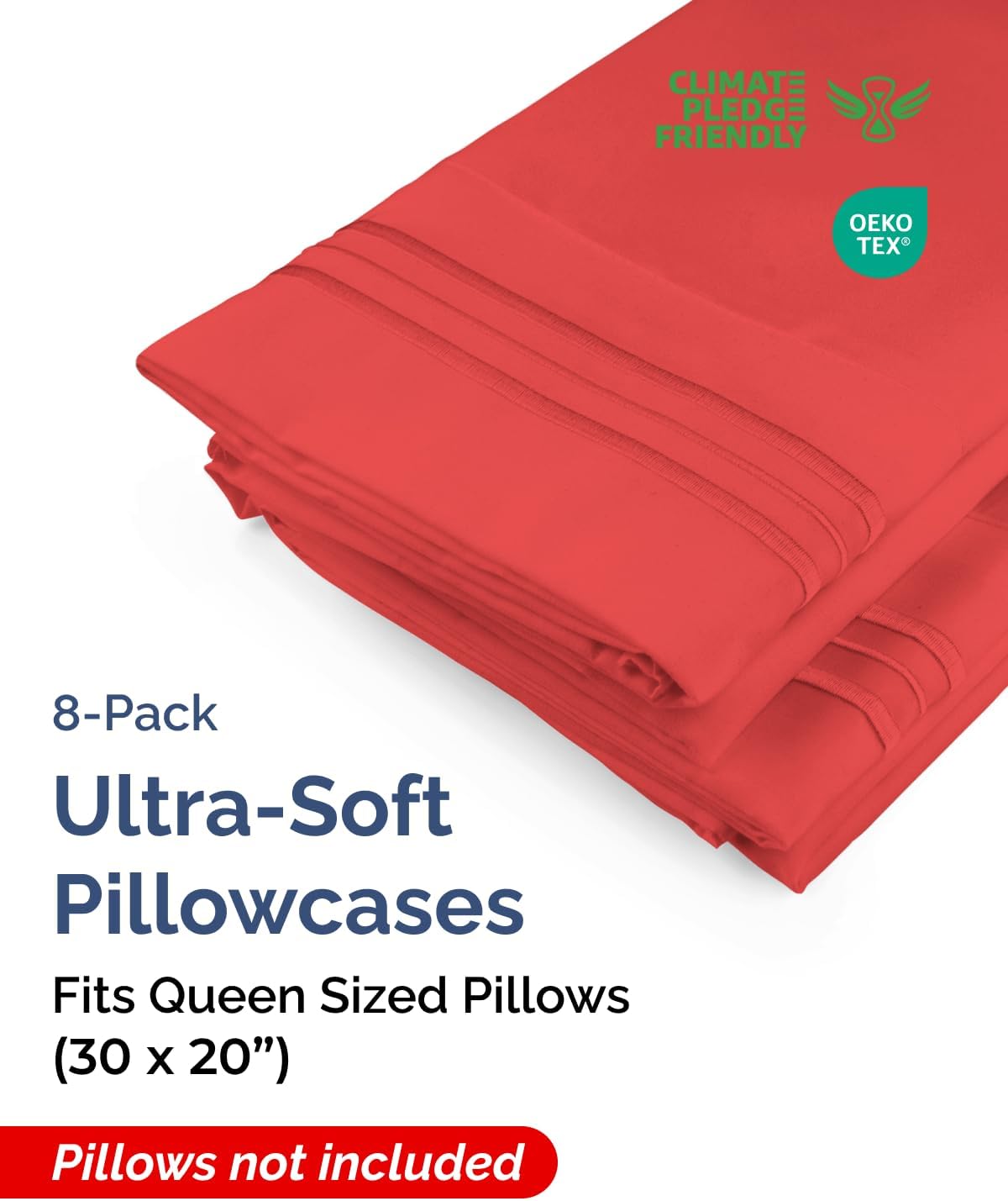Queen Pillow Cases Set of 8 - Ultra Soft Hotel Quality Pillowcase Covers - Comfy, Cozy & Wrinkle Free - Shrink, Stain & Fade Resistant…