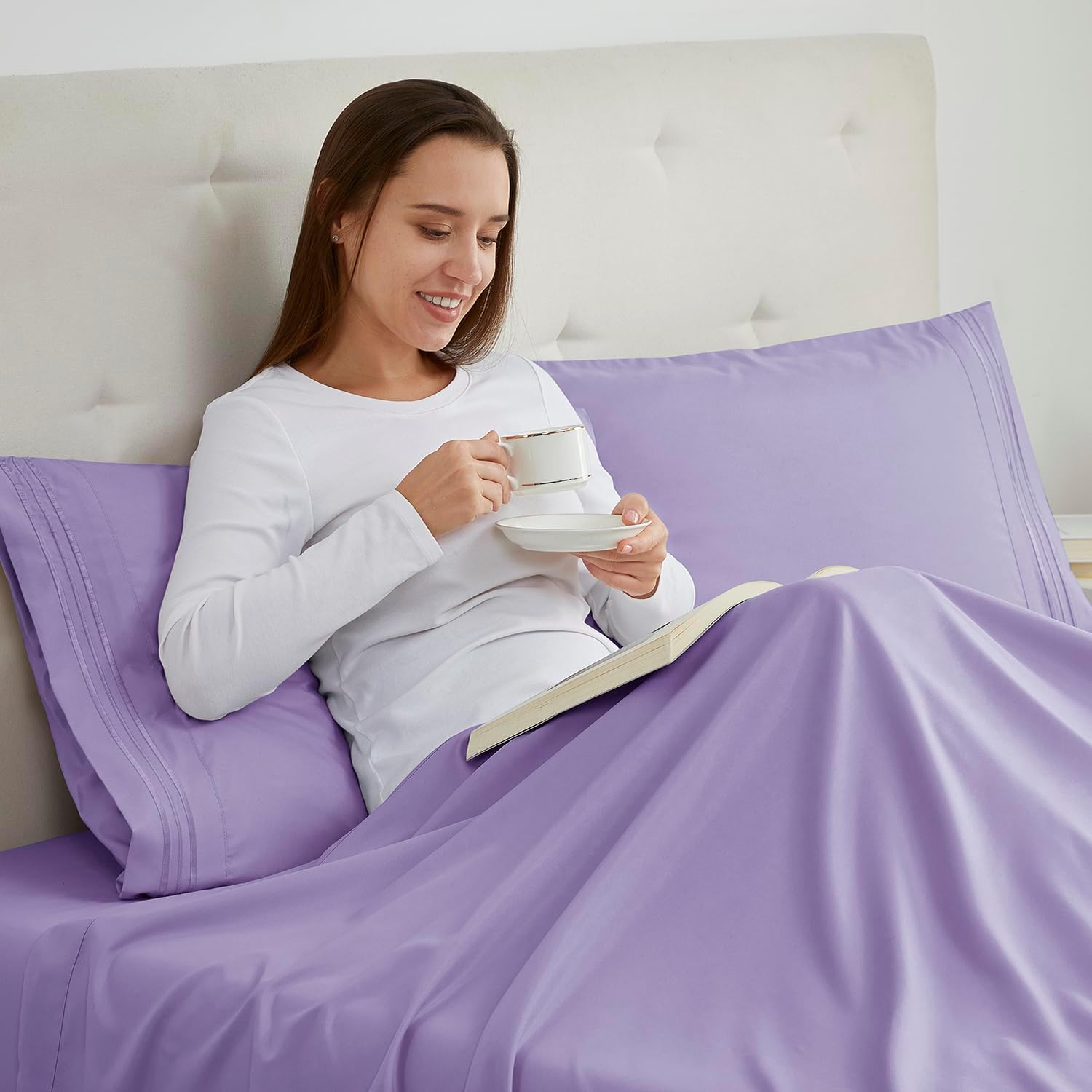 Nestl Lavender King Pillow Cases 2 – Soft King Size Pillow Case, 1800 Brushed Microfiber Pillowcases, Envelope Closure Pillowcase, King Pil…