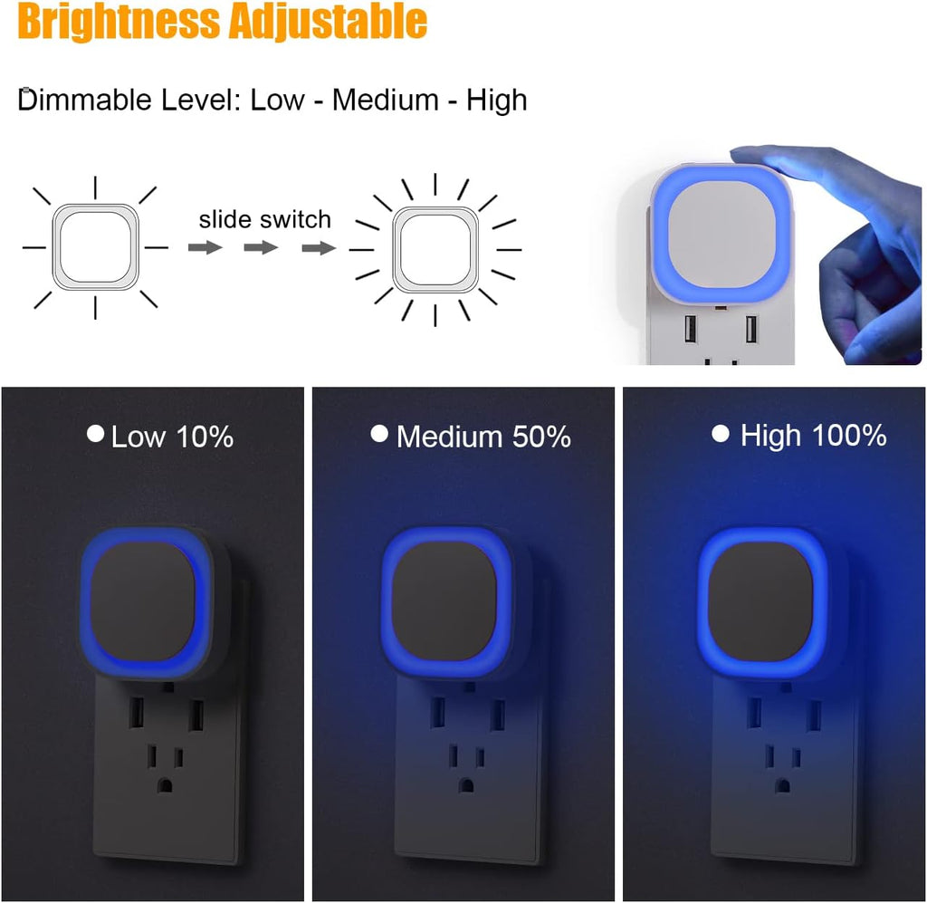 YUNLEX 6 Pack Plug in Blue Night Light, Dusk to Dawn Sensor, LED Nightlight for Mood Lighting, Glare-Free Reflected Light, Dimmable, Auto…