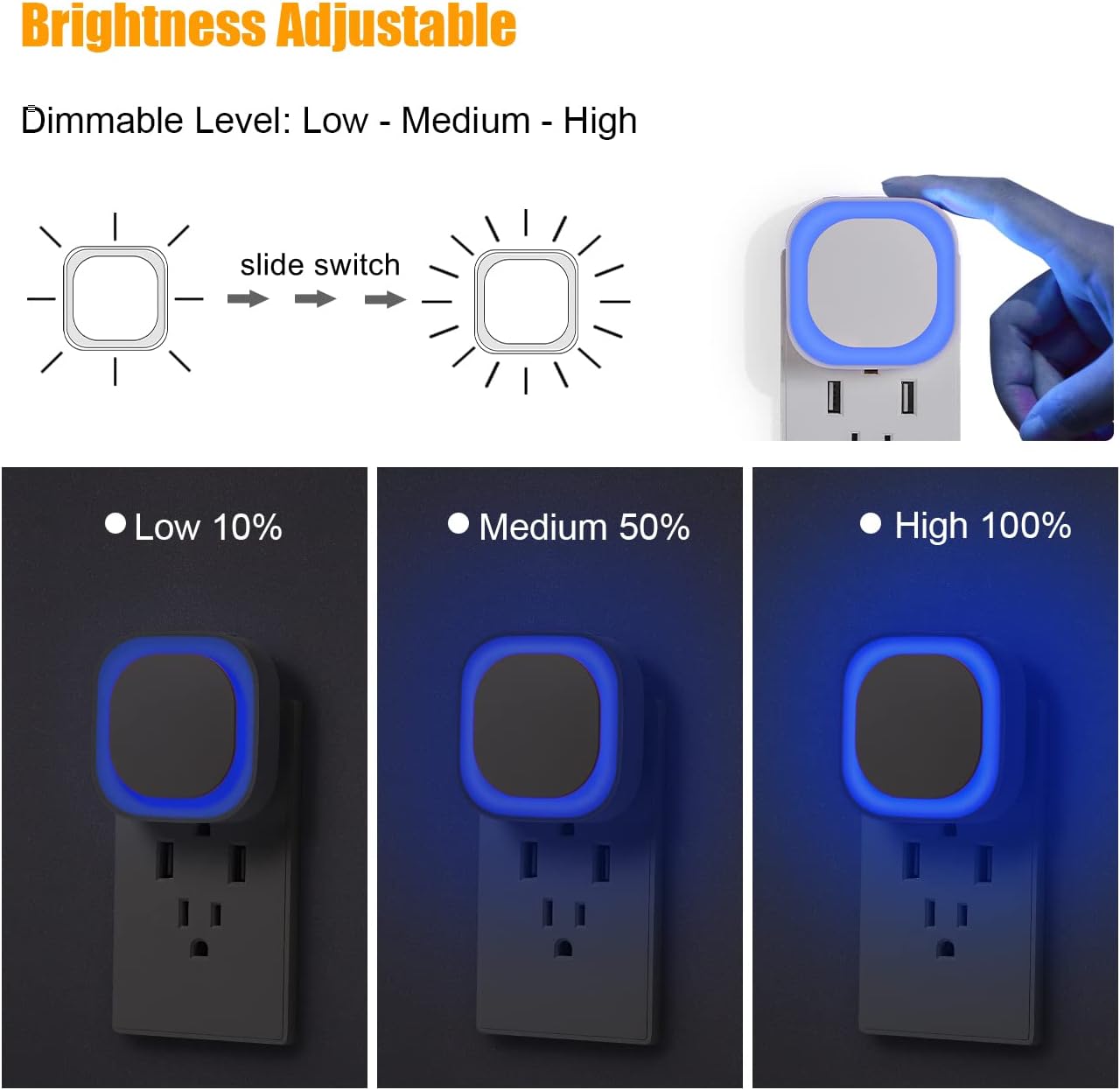 YUNLEX 6 Pack Plug in Blue Night Light, Dusk to Dawn Sensor, LED Nightlight for Mood Lighting, Glare-Free Reflected Light, Dimmable, Auto…
