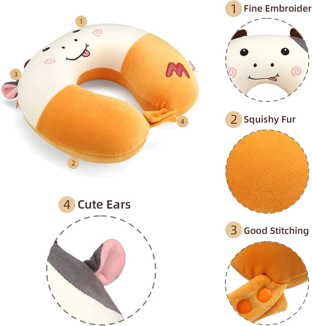 NiuniuDaddy Niuniu Daddy Kids Travel Neck Pillow - Memory Foam Neck and Chin Support for Airplane, Car, Road Trips - Cute Cow Design, Airpl…