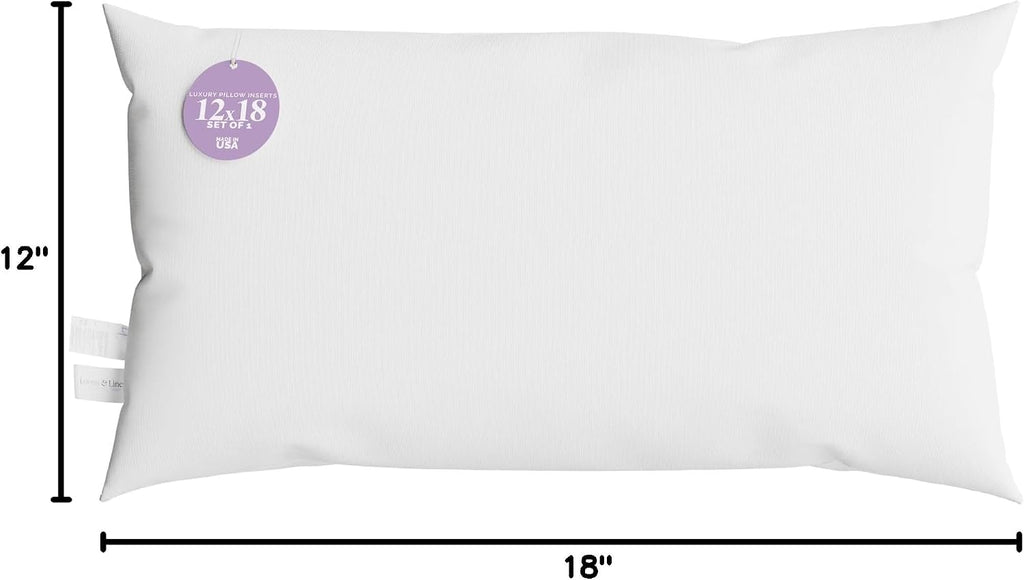 LoomsLinens 12x18 Lumbar Pillow by Looms and Linens with Down Alternative Rectangle Throw Pillow - USA Made Lumbar Pillow 18 x 12 Pack of 1…