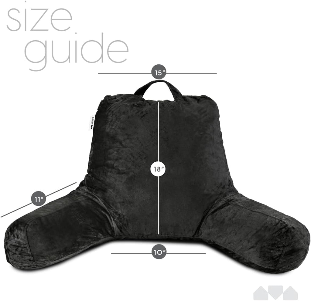 Milliard Reading Pillow with Arms, Black, Cozy Shredded Memory Foam Back Pillow for Bed Sitting Up - Sit Up Backrest Support for Reading…