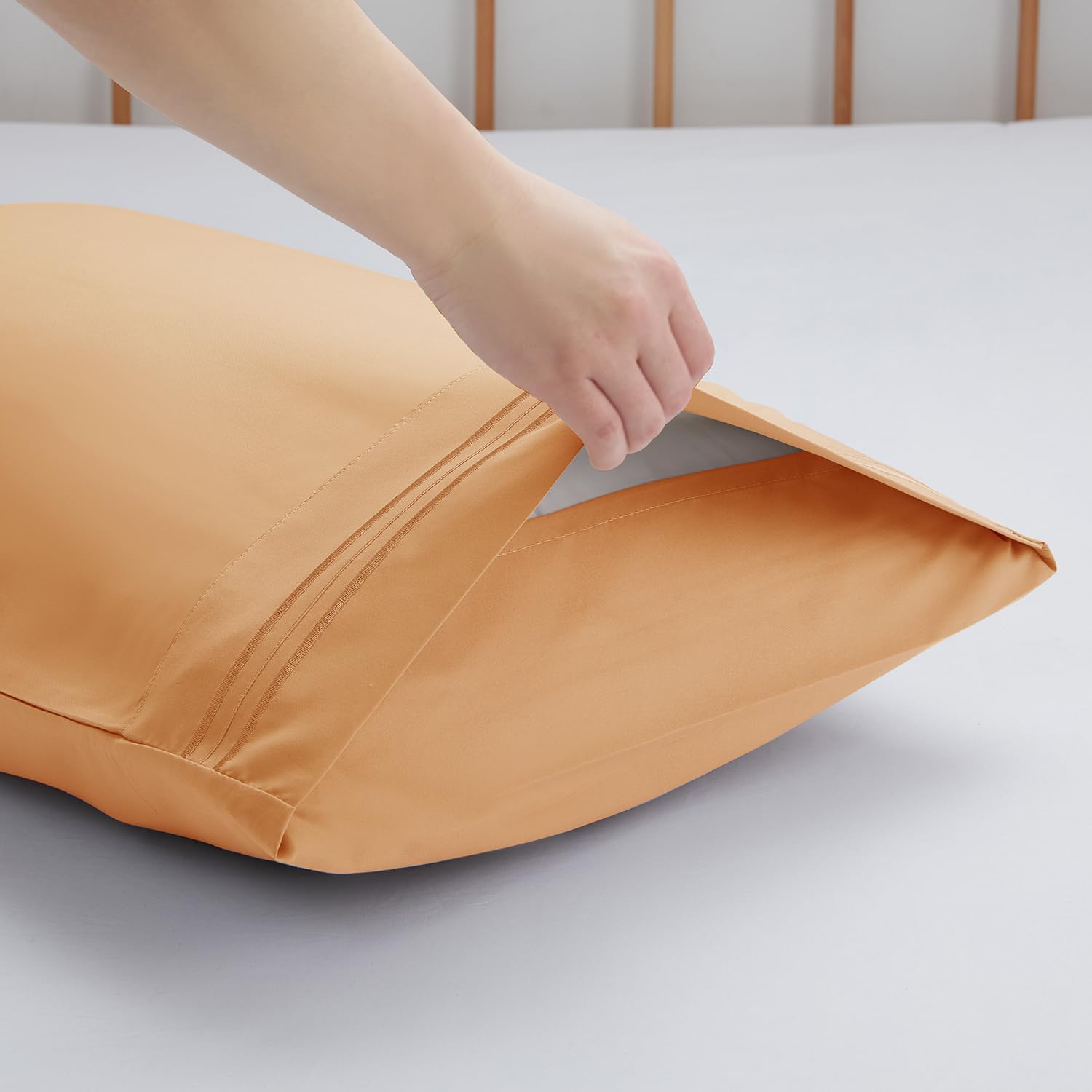 Nestl Orange King Pillow Cases 2 – Soft King Size Pillow Case, 1800 Brushed Microfiber Pillowcases, Envelope Closure Pillowcase, King Pillo…