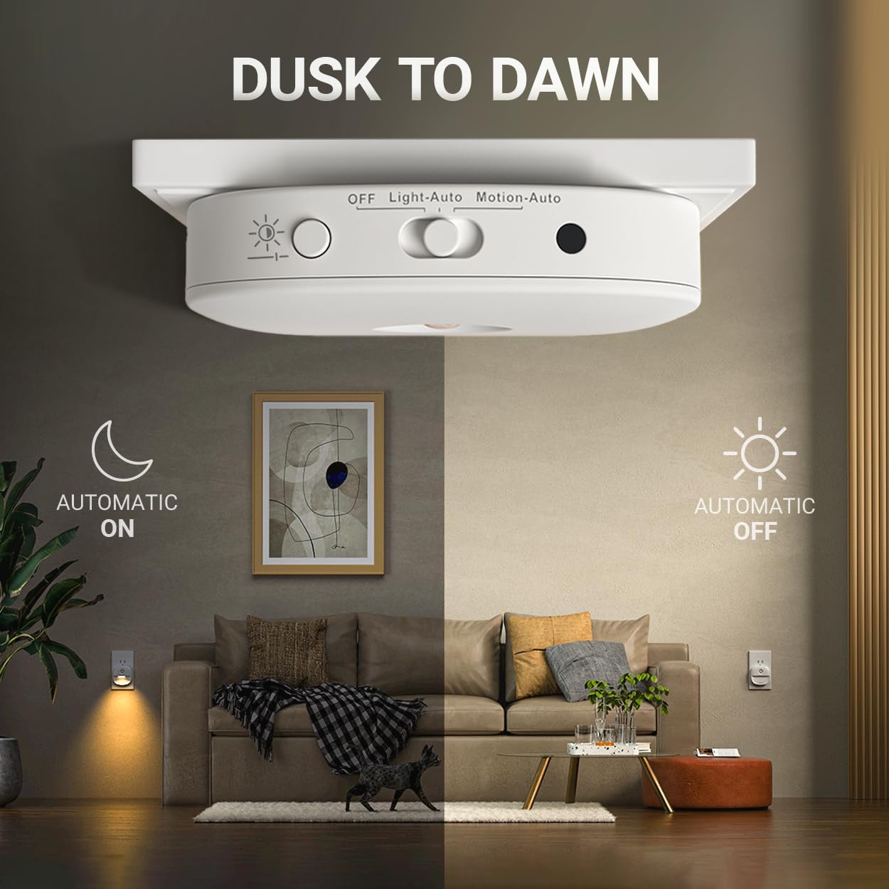 Lyridz Plug in Night Light with Motion Sensor and Dusk to Dawn Sensor, Dimmable Warm Nightlight with 1-50lm Adjustable Brightness Indoor…