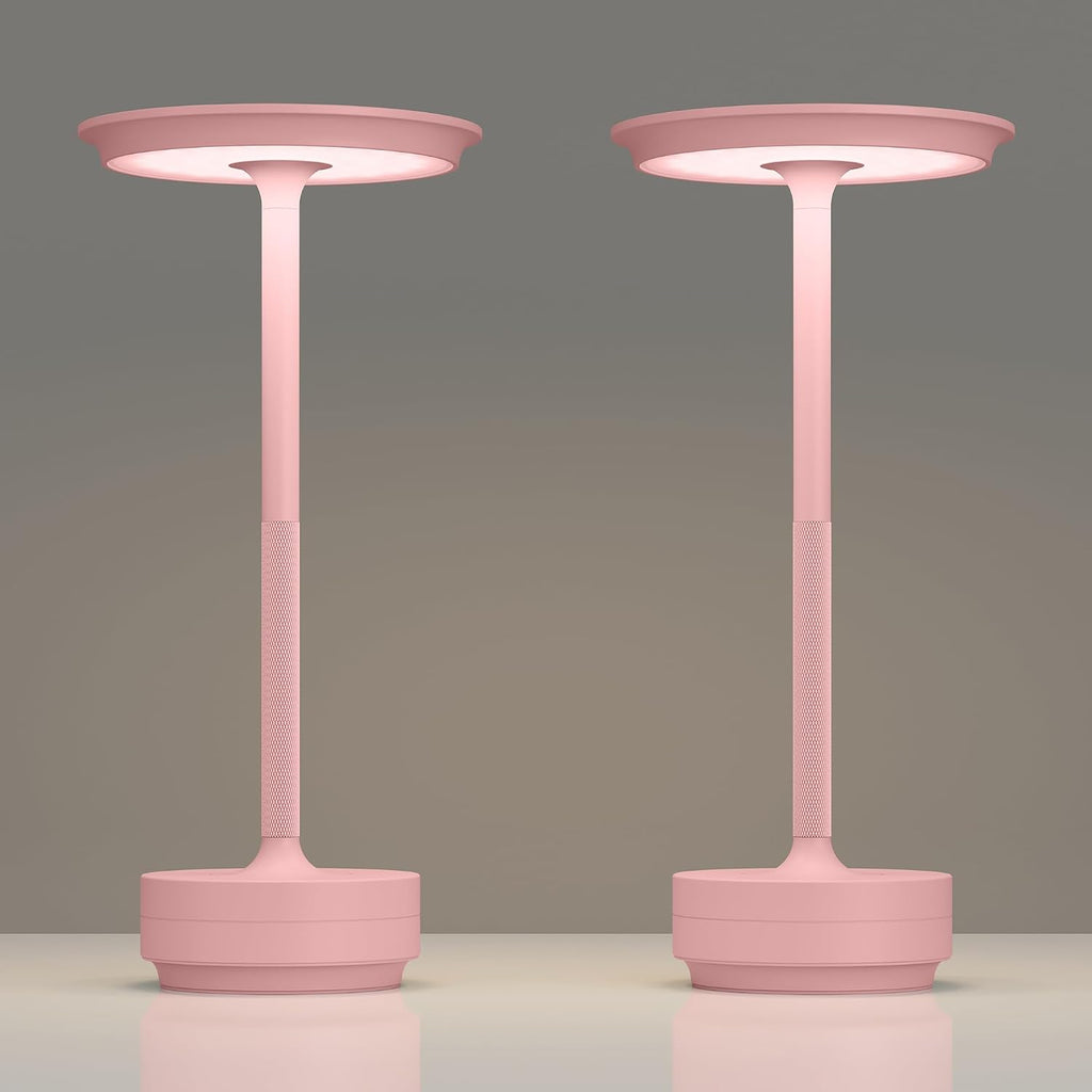 TBBGA 2 Pack Rechargeable Cordless Table Lamps, Portable 5000mAh Outdoor Table Light, 3 Color Stepless Dimming LED Table Lamp with Memory…