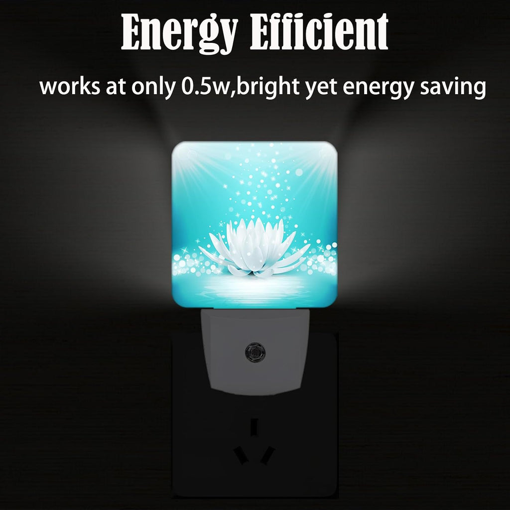 Sparkle Blue Zen Lotus Flower Night Light, Plug Into Wall Decor for Stairway, Hallway, Kitchen, Dusk to Dawn Sensor Nightlights for…
